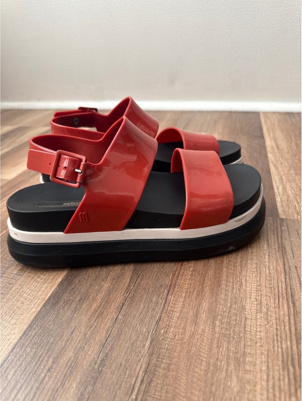 Melissa Women's Red Platform Wedge Sandals Size 8